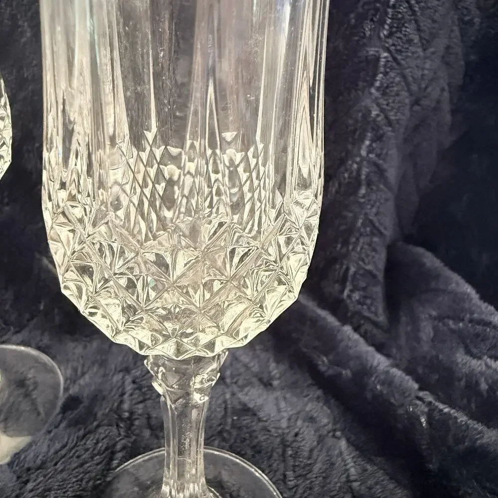 Vintage Cristal d’Arques Longchamp Crystal Champagne Flutes Set of 4 5 oz
